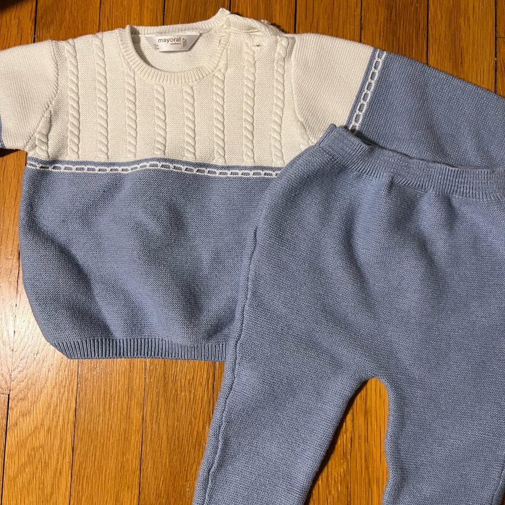 Mayoral Kids Blue and White Sweater Set